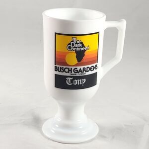 Vintage Busch Gardens Tampa The Dark Continent "Tony" Milk Glass Coffee Mug Cup